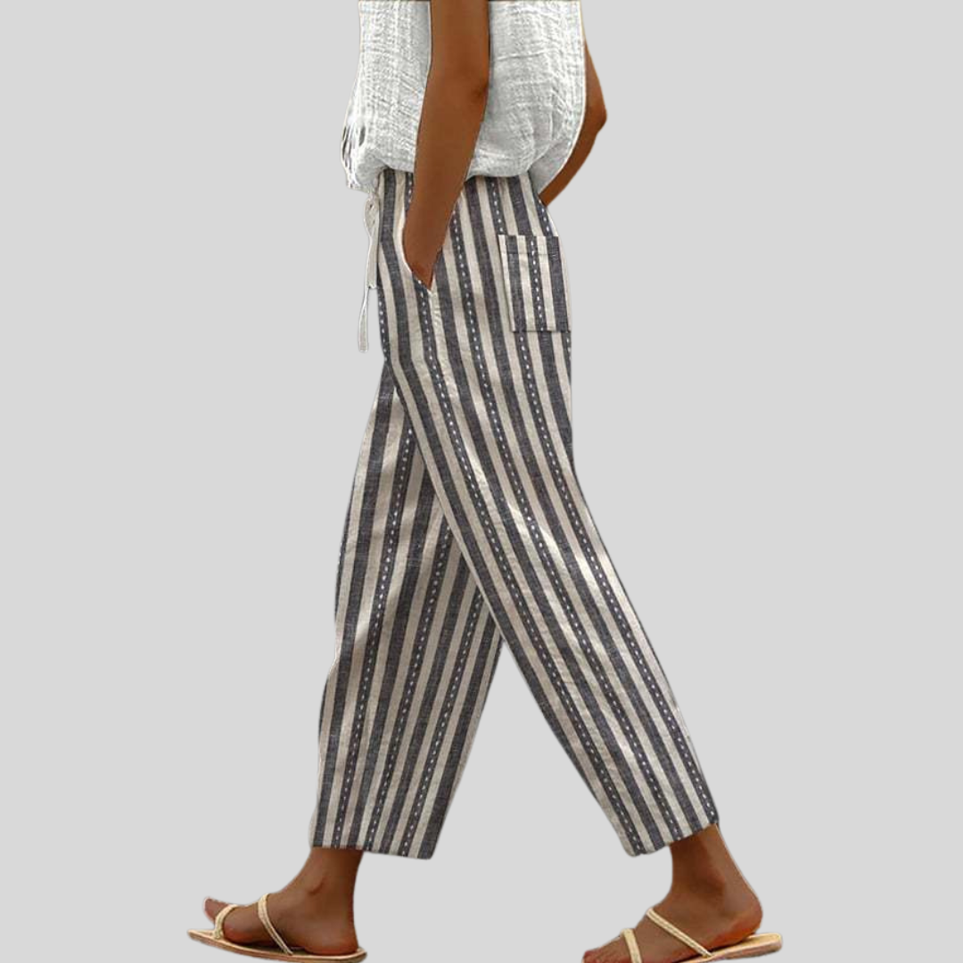 Béatrice | Textured Striped Bohemian Pants