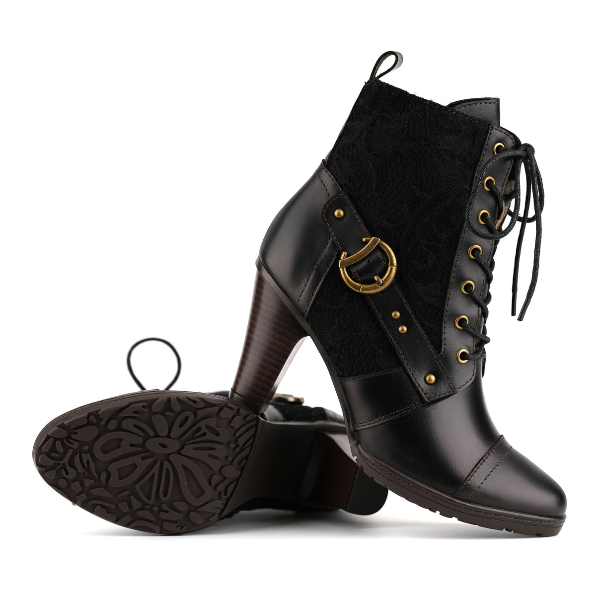 Vintage Charm Elegance Lace-Up Ankle Boots