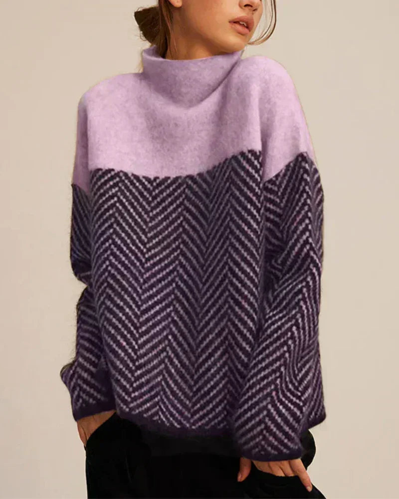 Brigitte | High Neck Graphic Sweater