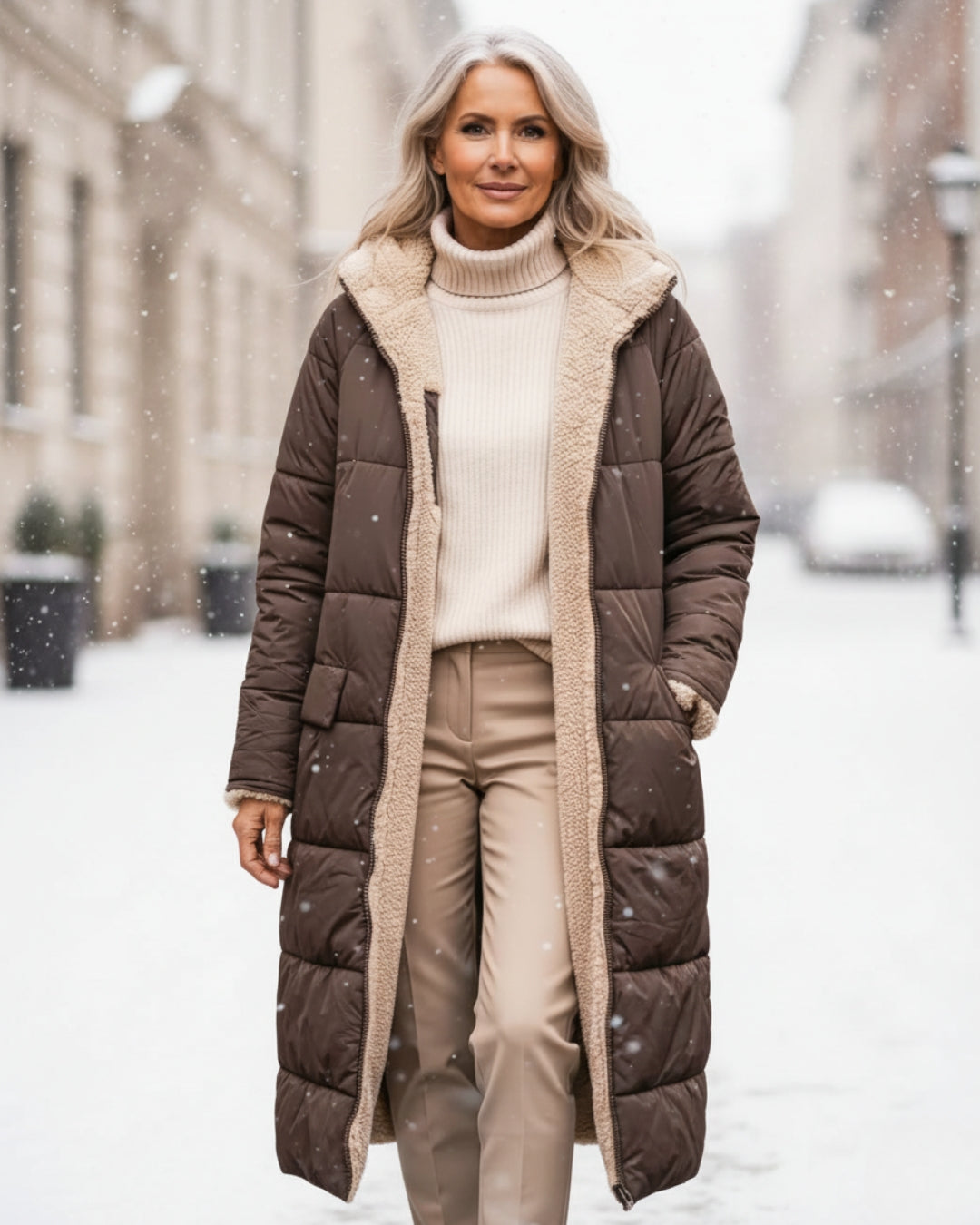 Women's warm elegant sherpa jacket