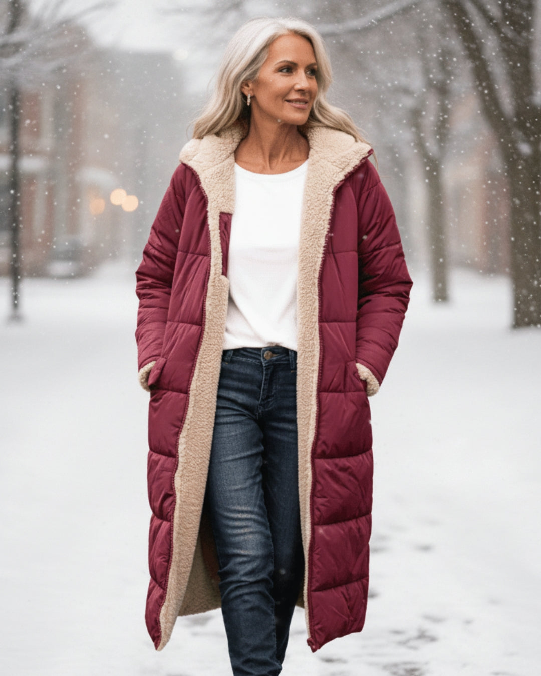 Women's warm elegant sherpa jacket