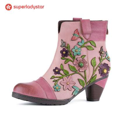 Grace Blossom Pink Ankle Boots