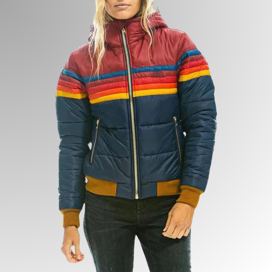 Hadley | Retro Striped Hooded Puffer Jacket