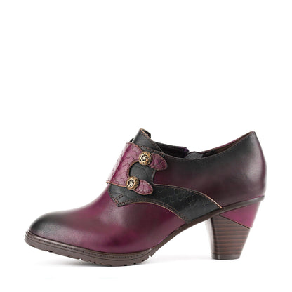 Rose Pattern Buckle Strap Vintage Pumps