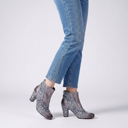 Silver Mist Paisley Ankle Boots
