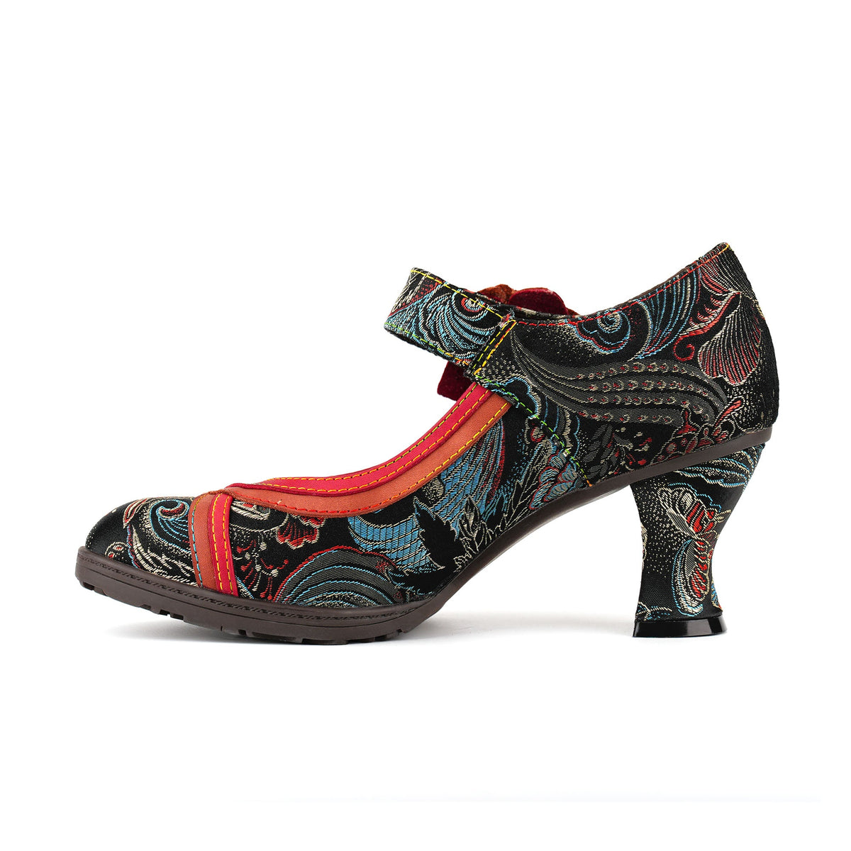 Floral Embroidered Mary Jane Pumps