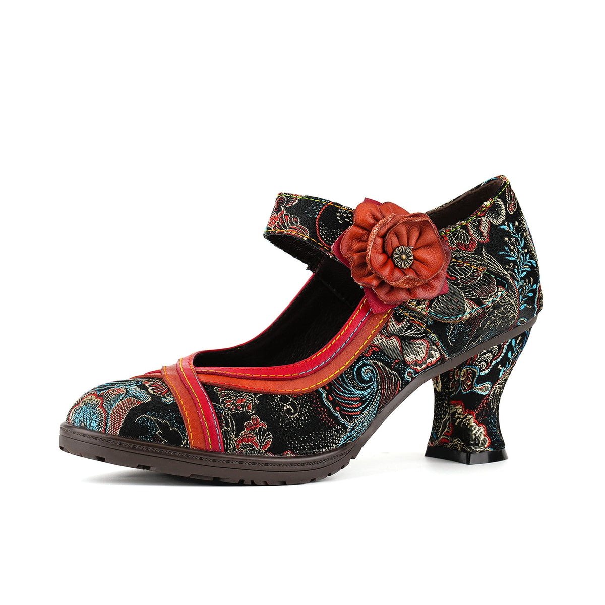 Floral Embroidered Mary Jane Pumps