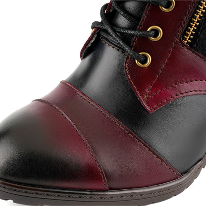 Vintage Handmade Leather Patchwork Ankle Boots