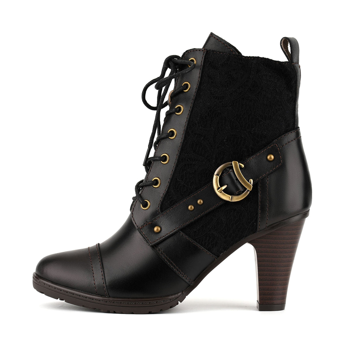 Vintage Charm Elegance Lace-Up Ankle Boots