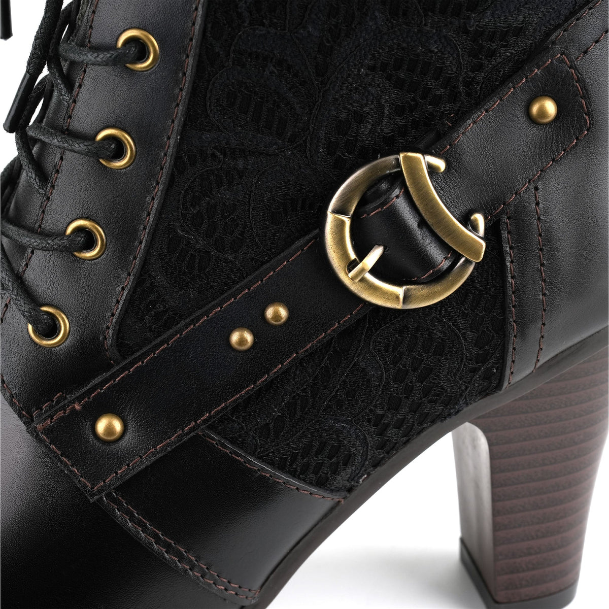 Vintage Charm Elegance Lace-Up Ankle Boots