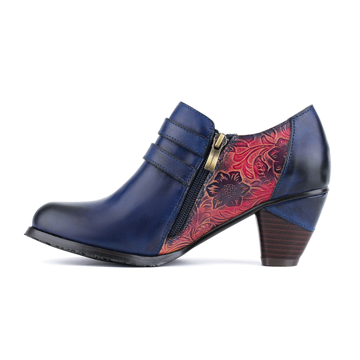 Vintage Floral Buckle Embossed Pumps