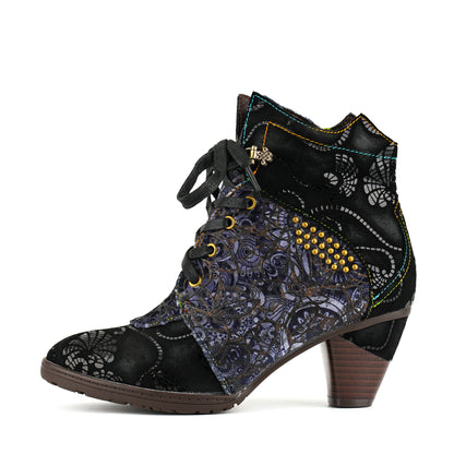Bohemian Lace-Pattern Ankle Boots