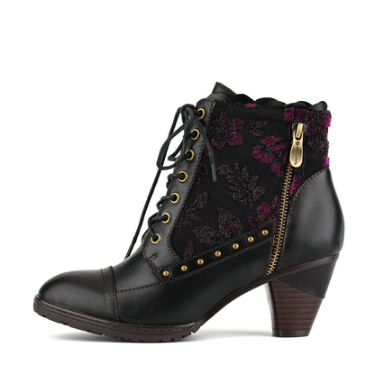Floral Velvet Romantic Ankle Boots