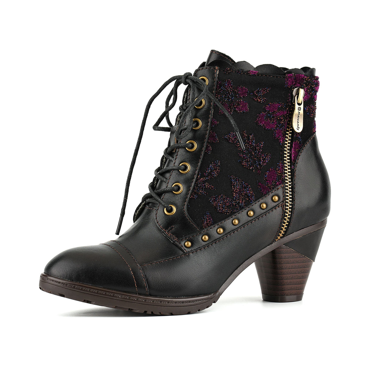 Floral Velvet Romantic Ankle Boots