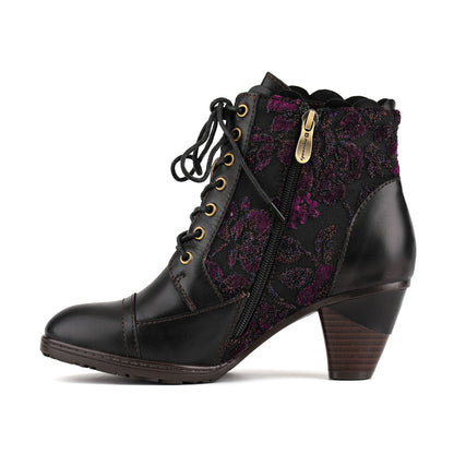 Floral Velvet Romantic Ankle Boots