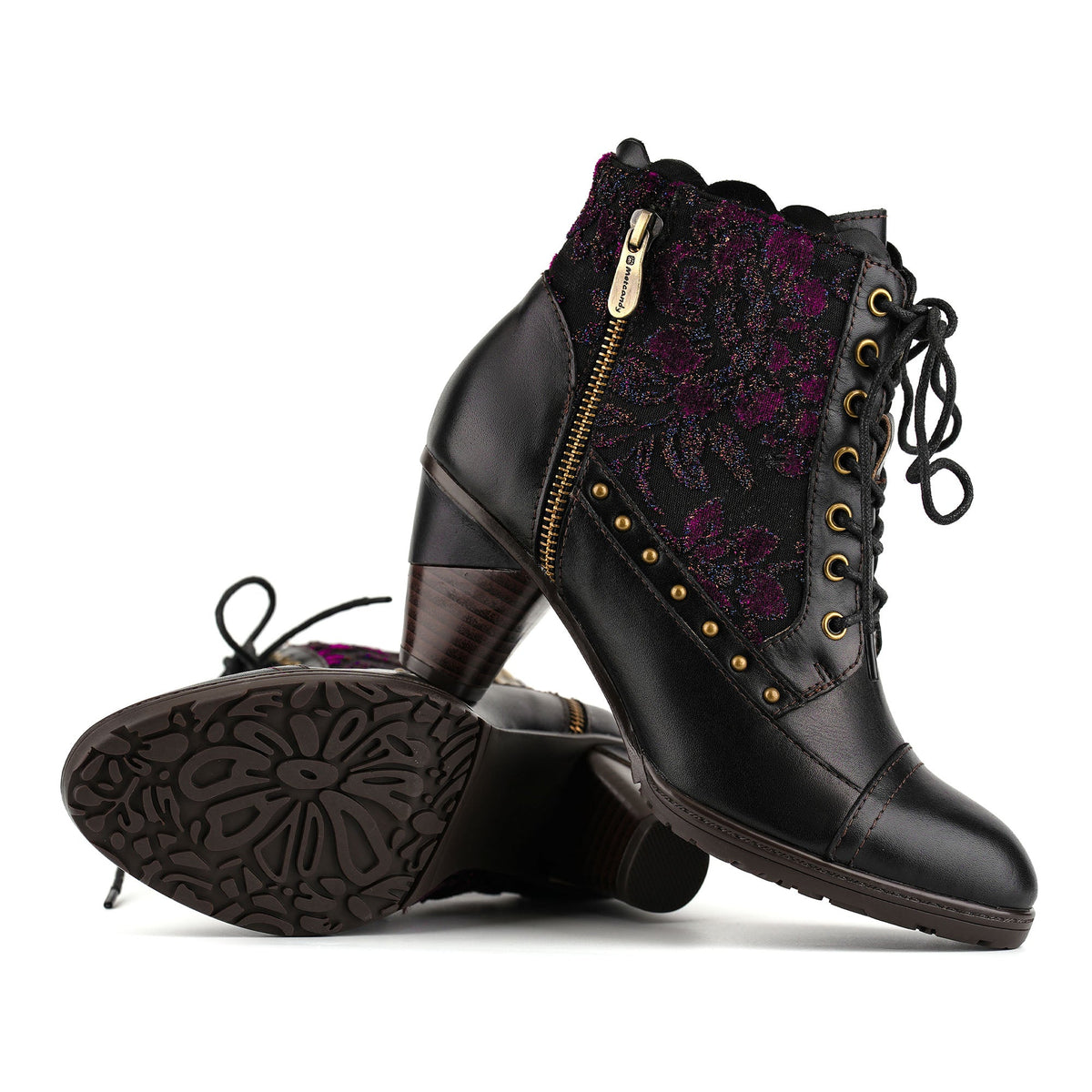 Floral Velvet Romantic Ankle Boots