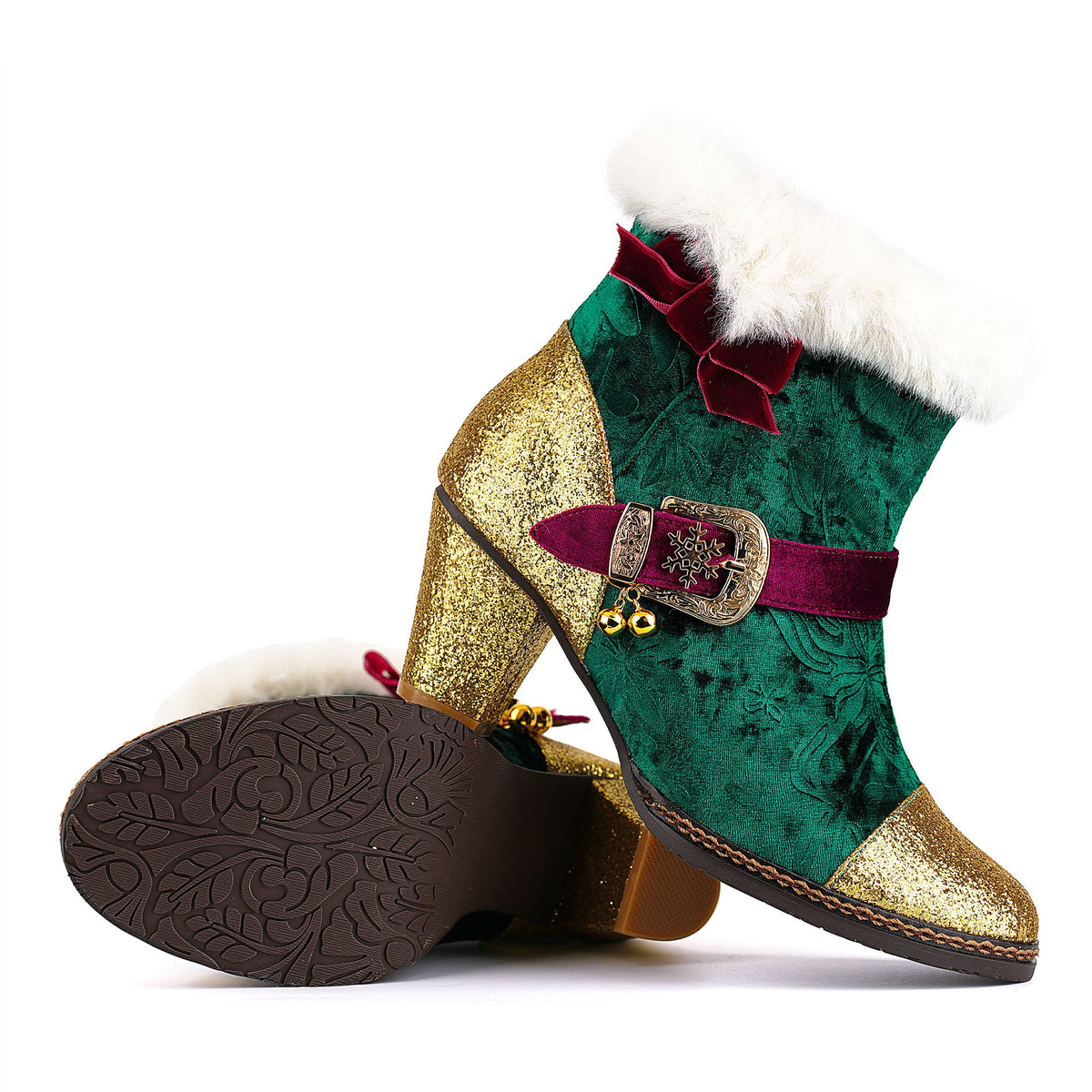 Christmas Charm Velvet Ankle Boots
