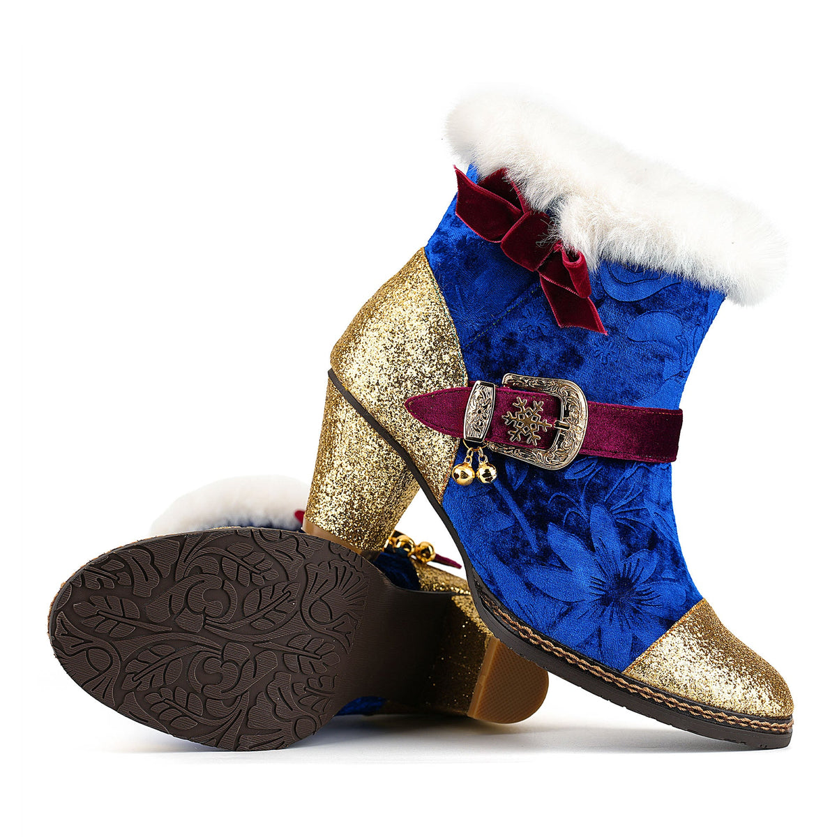 Christmas Charm Velvet Ankle Boots