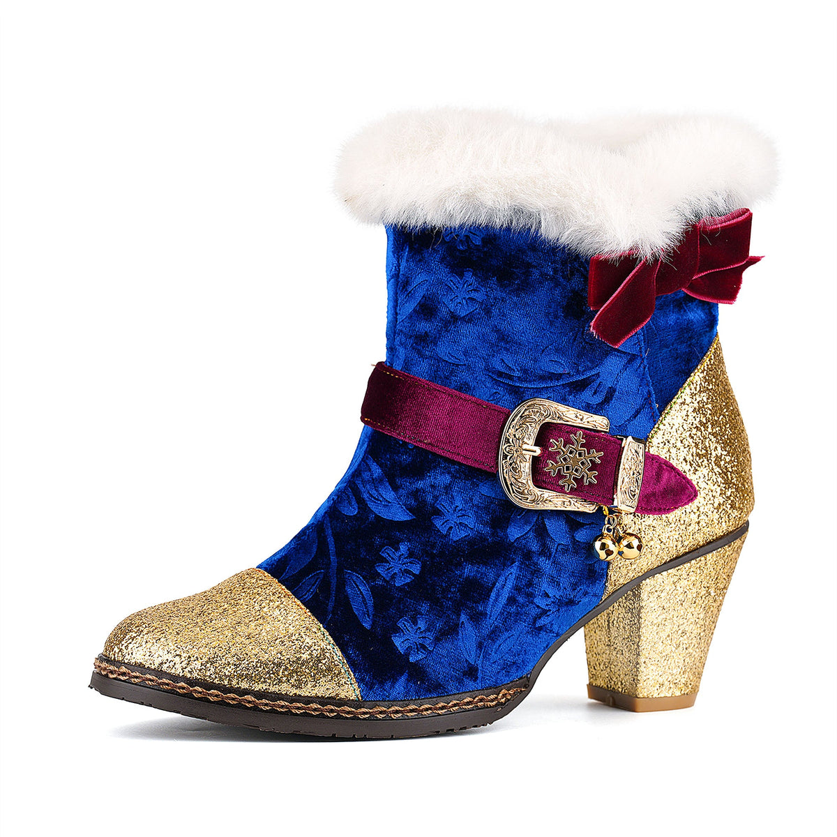 Christmas Charm Velvet Ankle Boots