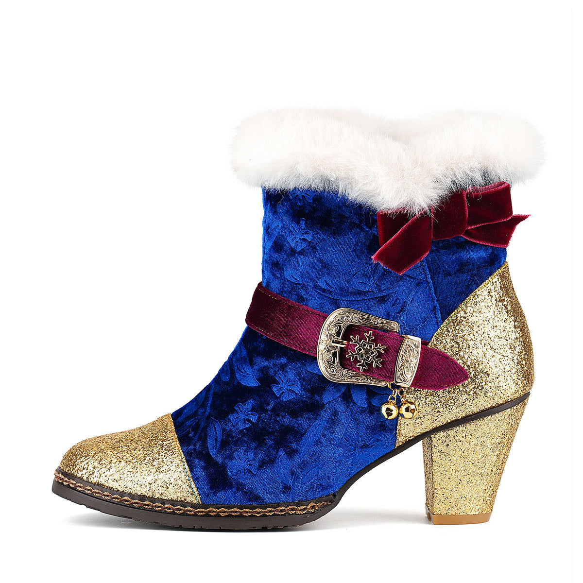 Christmas Charm Velvet Ankle Boots