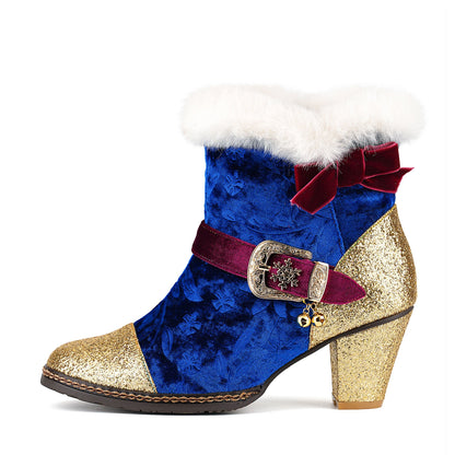 Christmas Charm Velvet Ankle Boots
