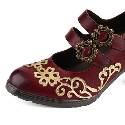 Vintage Burgundy Mary Jane Pumps