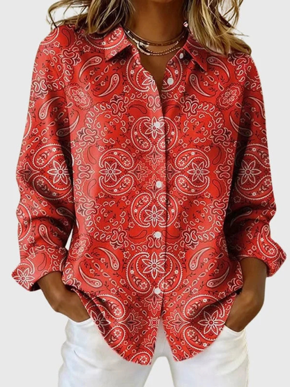 Kayla - Paisley Button-Up Blouse