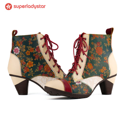 Autumn Garden Floral Ankle Boots