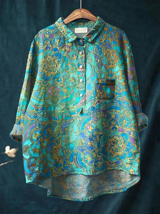 Roslyn | Women's Retro Art Print Casual Shirt