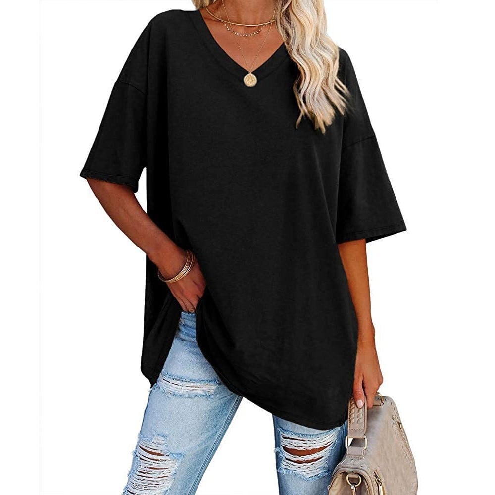 Odette relaxed V-neck tunic tee for women
