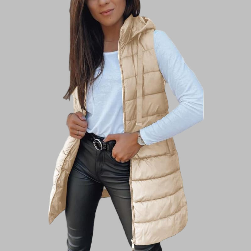 Zaira - Casual Sleeveless Hood Long Puffer Vest