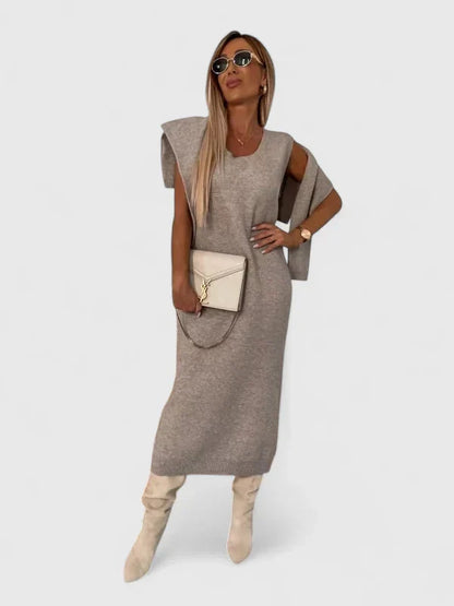 Chrystahl | Elegant Dress and Turtle Neck Sweater Set