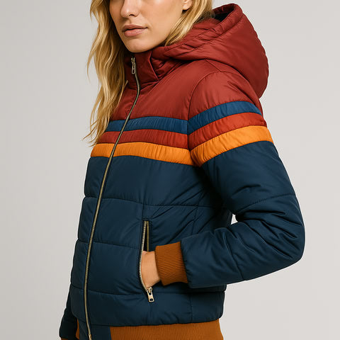 Hadley | Retro Striped Hooded Puffer Jacket