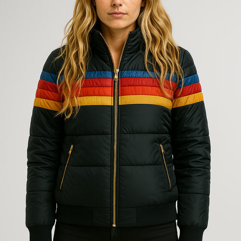 Hadley | Retro Striped Hooded Puffer Jacket