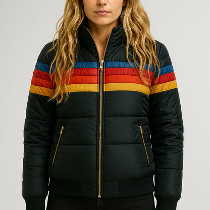 Hadley | Retro Striped Hooded Puffer Jacket