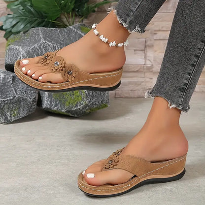 Lysiane | Floral Orthopedic Wedge Sandals