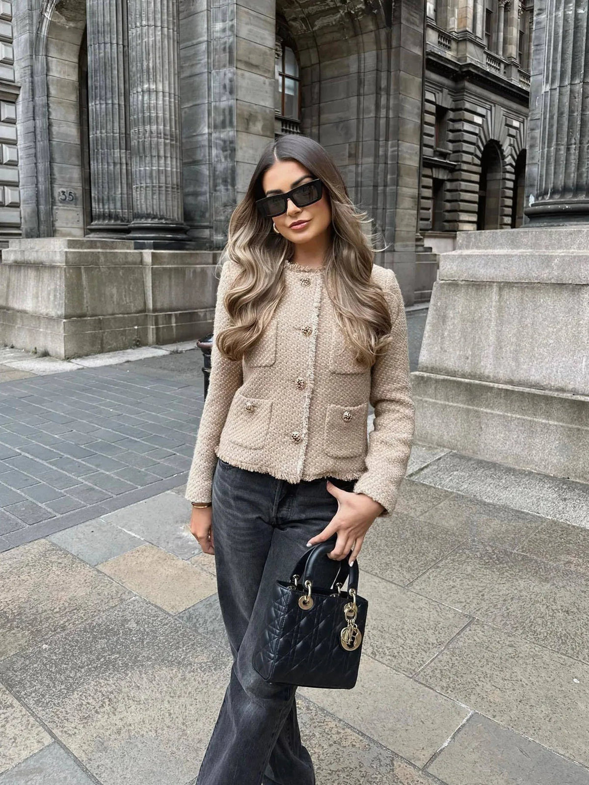 Clara | Short Tweed Blazer Jacket with Buttons for Women