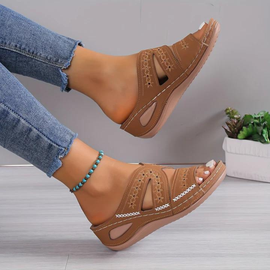 Amélie | Open-Toe Wedge Orthopedic Sandals