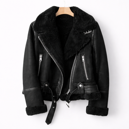 Aurelia – Shearling Suede Aviator Jacket