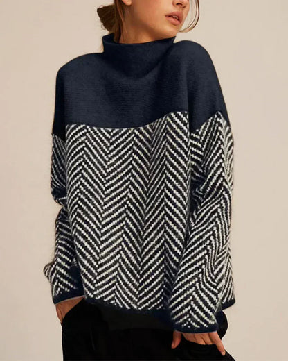 Brigitte | High Neck Graphic Sweater