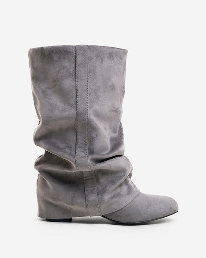 Emilia Slouchy Suede Boots - Grey