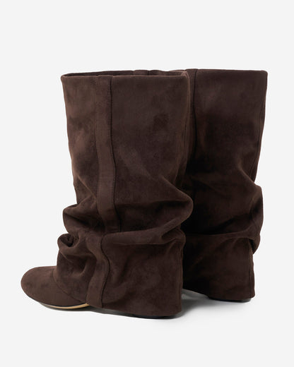 Emilia Slouchy Suede Boots - Dark Chocolate