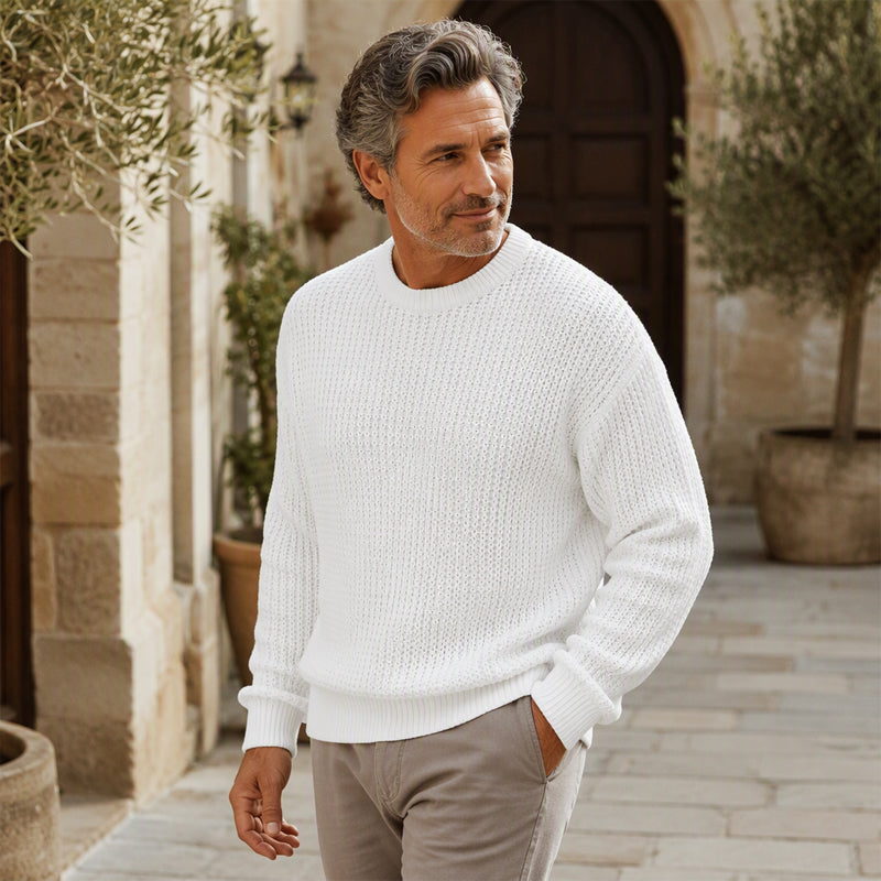 Saga textured knit crew-neck sweater for women