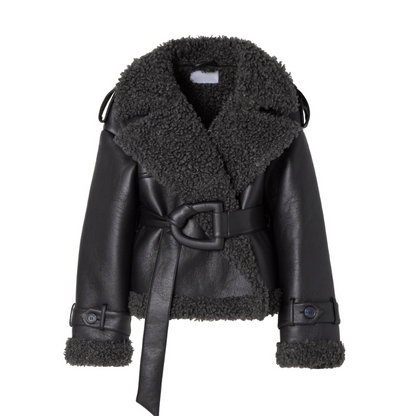 Eullie – Belted Shearling Coat with Timeless Elegance
