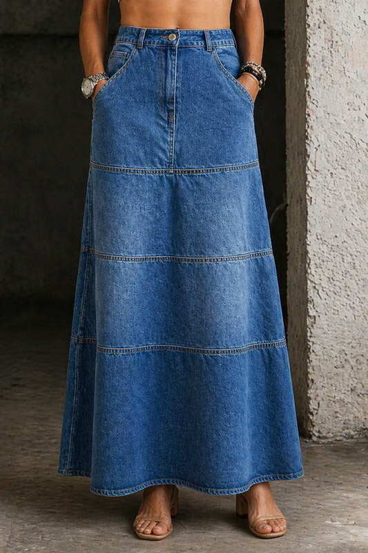 Janessa - Mid-Length Denim Skirt