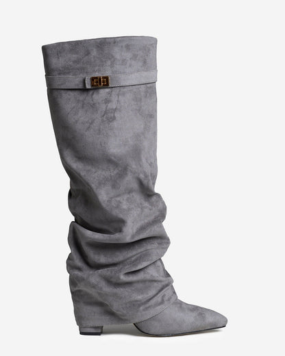 Lavista Slouchy Suede knee high boots - Grey
