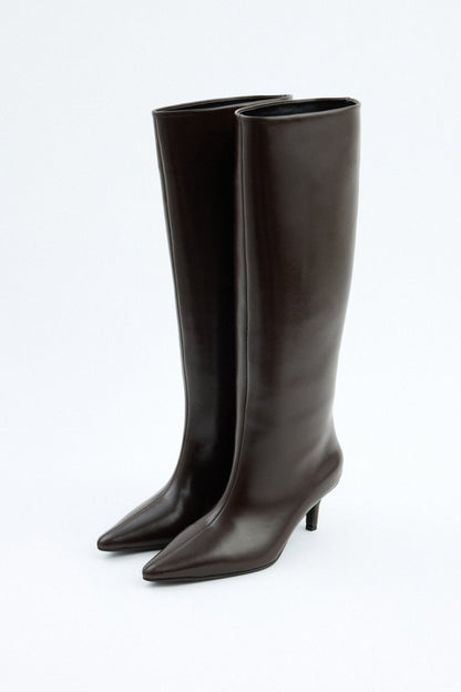 Mona Leather knee high boots - Dark Brown