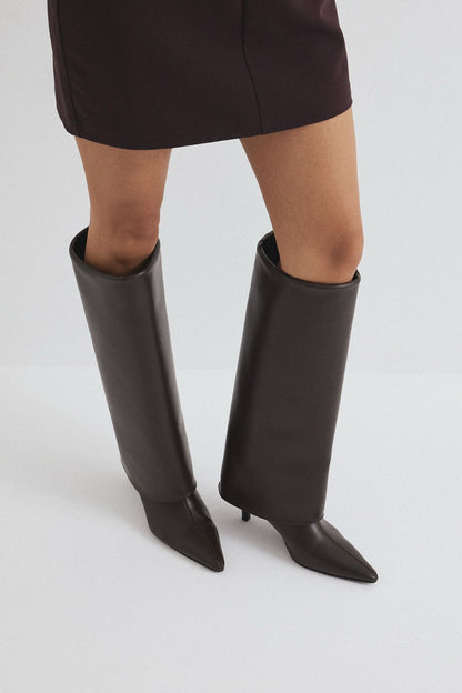 Barfin Leather knee high boots - Dark Brown