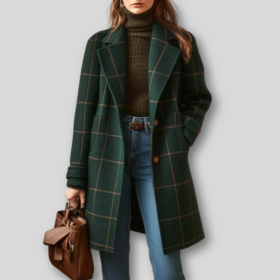 Kaitlyn™ | Retro Lapel Plaid Tweed Coat