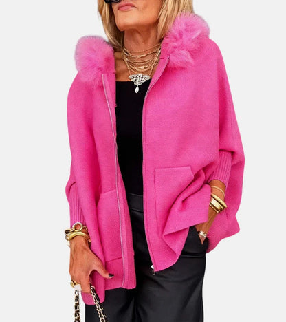 Minerva – Casual Hooded Coat with Fur Collar